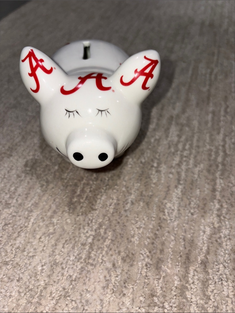 Alabama Crimson Tide White Ceramic Piggy Bank